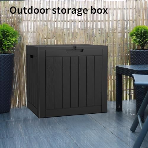 36 Gallon Outdoor Deck Box, Lockable Waterproof Outdoor Storage Boxes For Garden Tools,Indoor Cushions,Accessories Outside Storage Resin Weatherproof Container(Black)