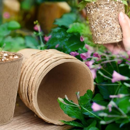 100 Pack 4 Inch Peat Pots, Biodegradable Seed Starter Pots with