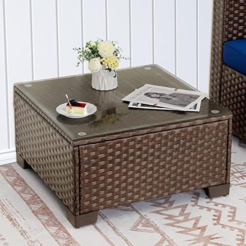 Rattaner Patio Furniture Wicker Coffee Table Outdoor Garden Square
