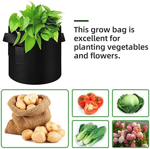 12-Pack 10 Gallon Plant Grow Bags, Thickened Nonwoven Fabric Pots with Handles, Vegetable Planter Bags Containers, Cloth Planters for Garden