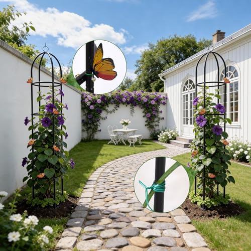 100% Metal 2 Pack Obelisk Garden Trellis 6.6 Ft Plant Support for Climbing
