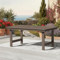 KINGYES All Weather Outdoor Dining Table with Umbrella Hole, HDPE Rectangular Patio Table for Backyard, Garden, Porch, Deck, Dark Brown