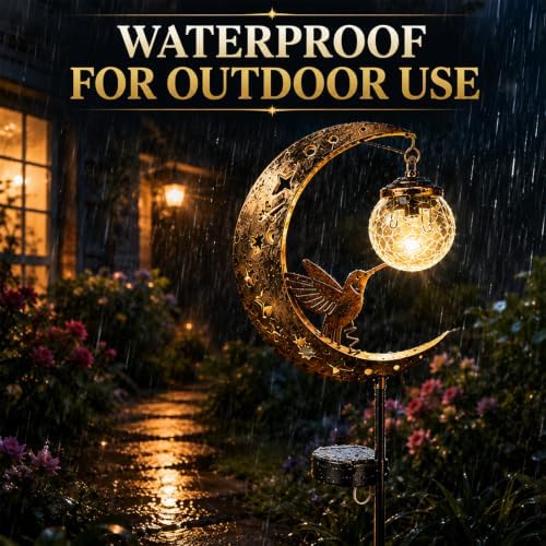 Hummingbird Moon Solar Garden Stake Light, Garden Decor for Outside