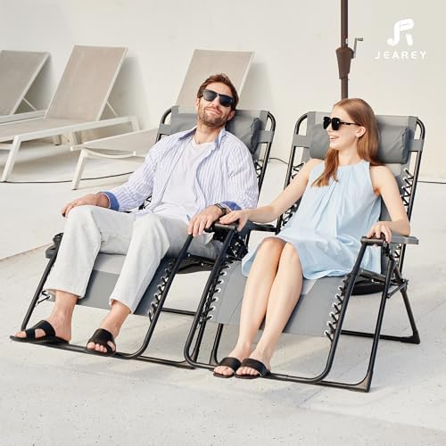 JEAREY Zero Gravity Chair, Oversized Padded Recliner - Gray/Light Gray
