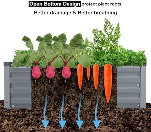 Meberam 2 Pack 6x3x1FT Galvanized Raised Garden Beds Kit Outdoor Metal