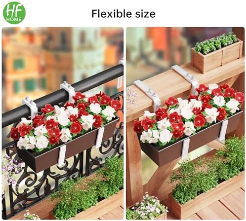 HFHOME Set of 2 Adjustable Window Planter Box Brackets, White Brackets