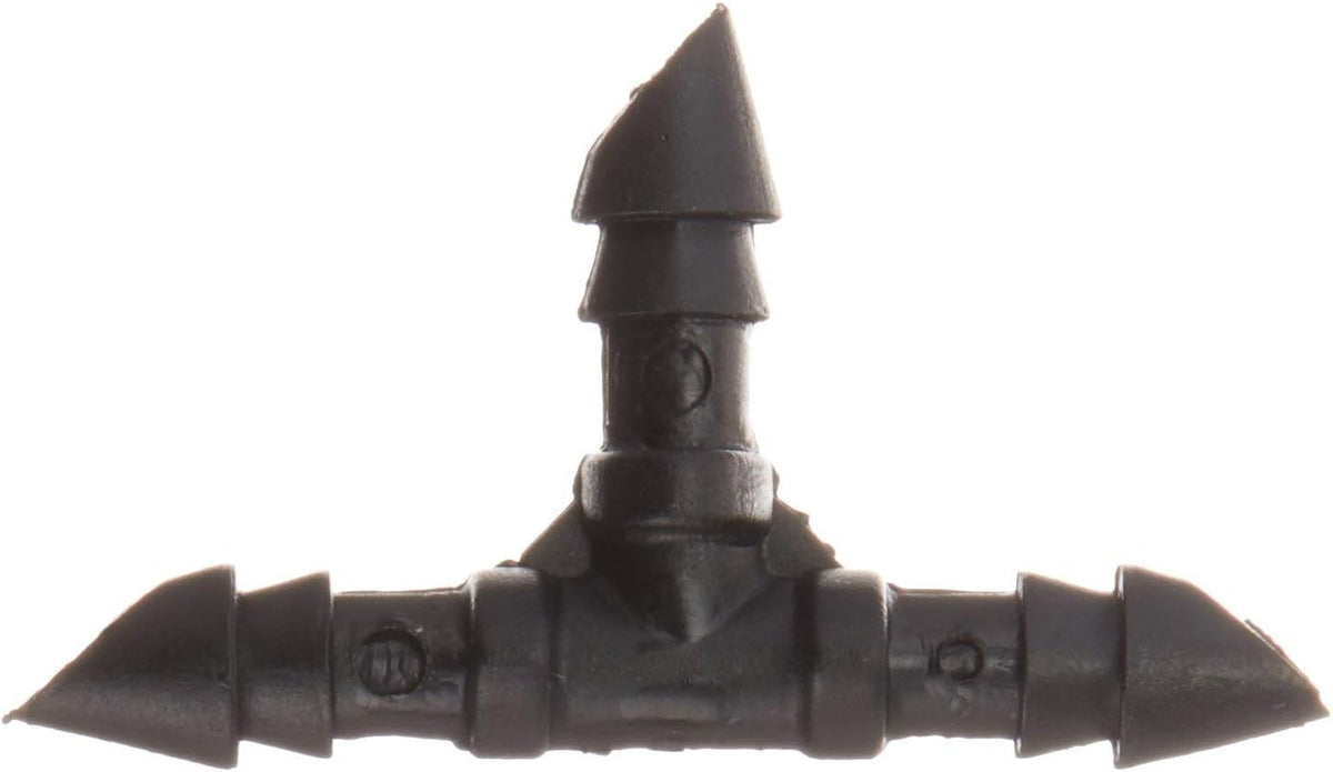 Orbit 67401 1/4" Barb Drip irrigation Drip Tee, 25-Pack, Black