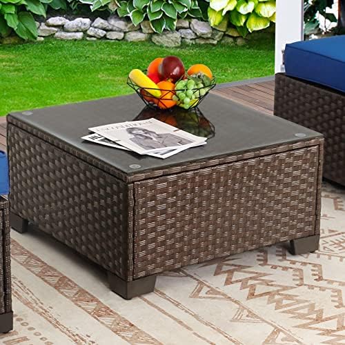 Rattaner Patio Furniture Wicker Coffee Table Outdoor Garden Square