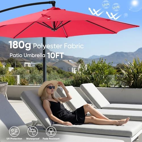 NEWBULIG 10FT Patio Umbrella, Cantilever Umbrella, UV Protection