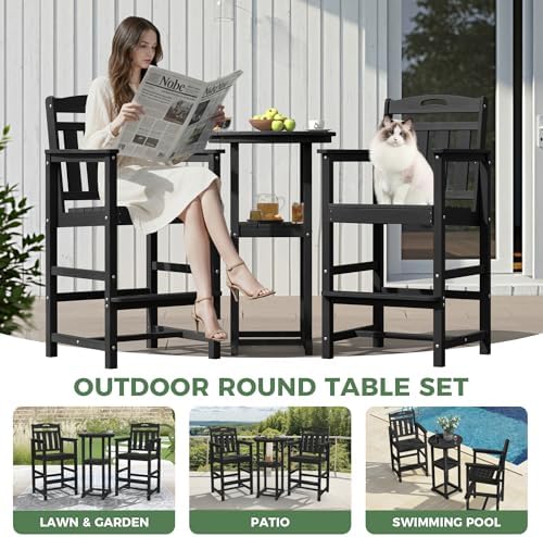 HDPE Outdoor Patio Tall Bar Chair, All-Weather Bar Height Balcony