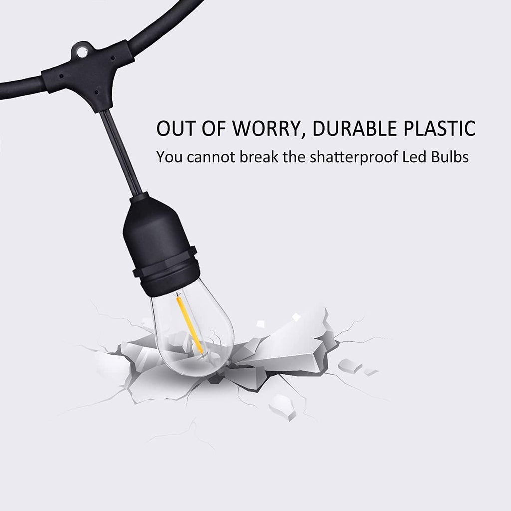 200FT String Lights for Outside LED Patio Lights Outdoor Waterproof | 63 Shatterproof Led Edison Lights,2200K Warm White Bistro Lights,Outdoor String Lights for Backyard Patio Gazebo Pergola Café