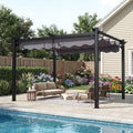 Polar Aurora 10'x12' Outdoor Pergola with Retractable Canopy