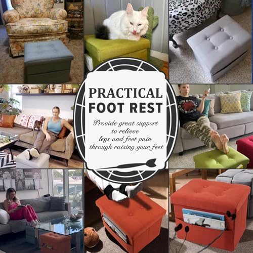LINMAGCO Ottoman with Storage Small Foot Rest Stool Under Desk Stool