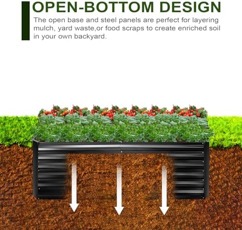5 x 5 x 1 Ft Galvanized Metal Raised Garden Bed Large Planter Tall