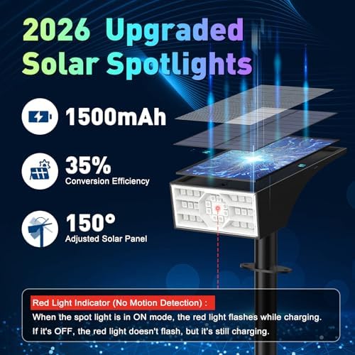 Solar Color Changing RGB Spot Lights Outdoor, 6 Pack/7 Lighting Modes