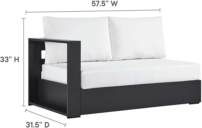 Modway Tahoe Aluminum Modular Left-Facing Outdoor Patio Loveseat in Gray White - Image 2