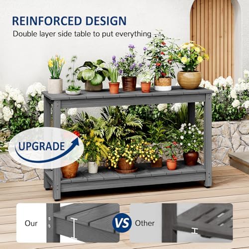 Outdoor Console Table, 48" Weather Resistant HIPS Patio Side Table