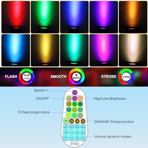 MEIHUA Solar Spot Lights Outdoor Color Changing, 6 in 1 Landscape Lighting