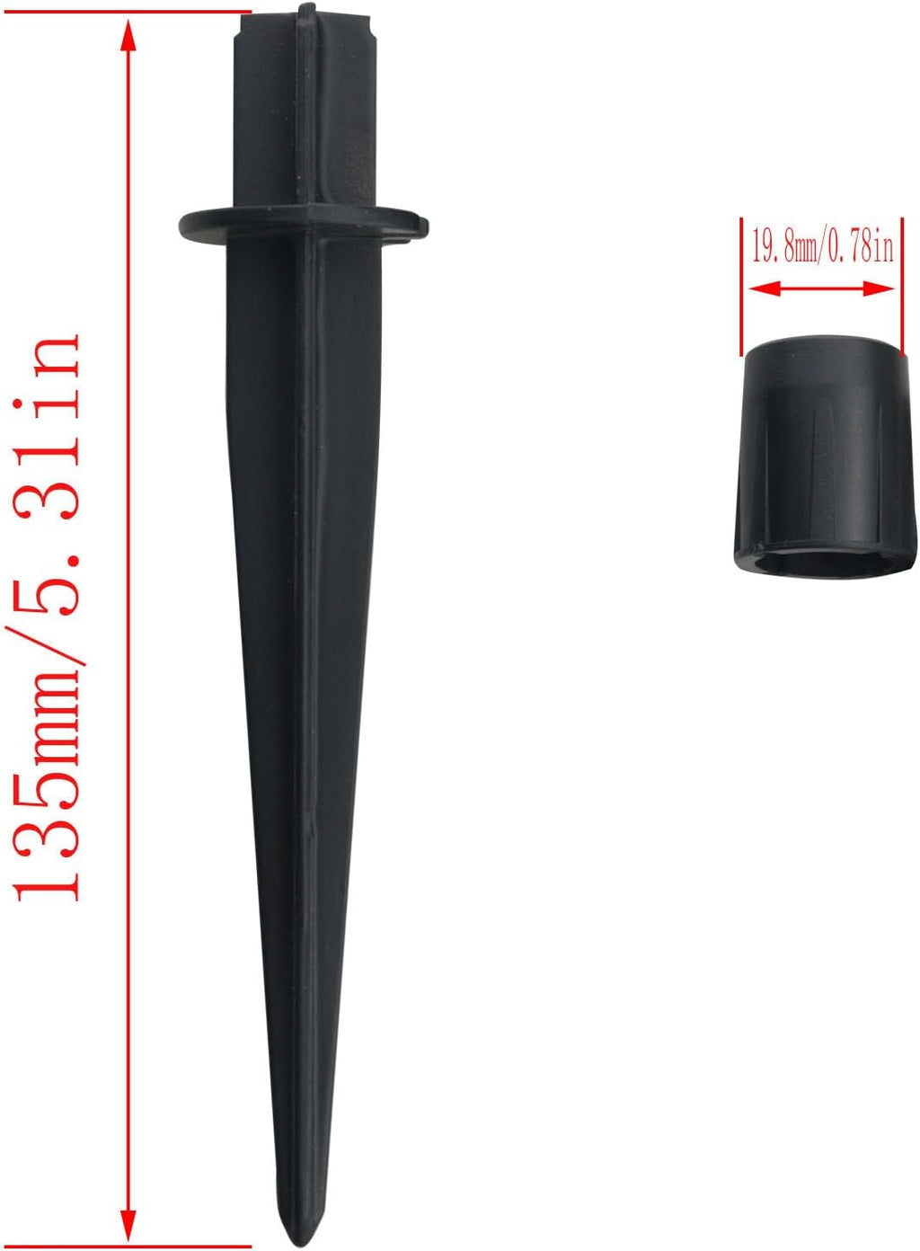 CHENJIN 4PCS Outdoor Lighting Fixture Fixed Legs 5.34x0.83in inch Tent Ground Legs Lawn Garden Park Ground Pole Solar Light Replacement Stake Ground Stake Accessory Black