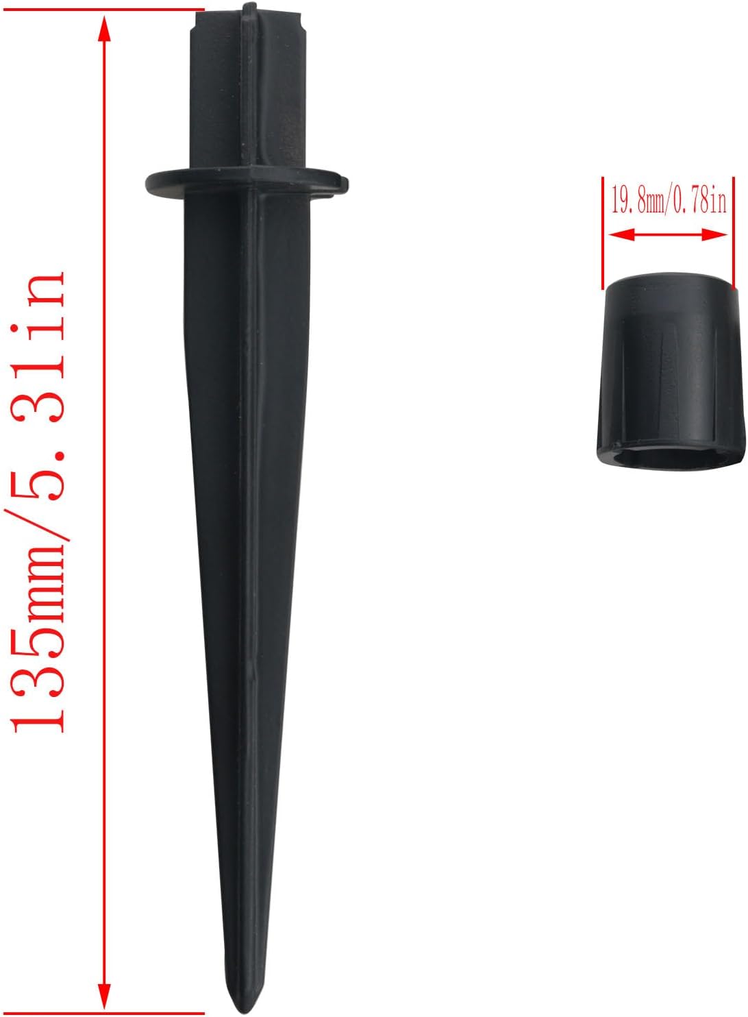 CHENJIN 4PCS Outdoor Lighting Fixture Fixed Legs 5.34x0.83in inch Tent Ground Legs Lawn Garden Park Ground Pole Solar Light Replacement Stake Ground Stake Accessory Black