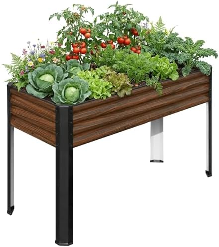 SnugNiture Raised Garden Bed with Legs, 48×18×32in, Brown