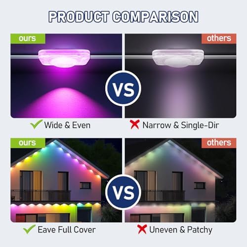 100FT Permanent Outdoor RGB Lights, LED Christmas Lights,IP67 Waterproof Light for House,Smart LED with App/Remote Control for Outdoor Decor,Garden Decor,Party,Holiday