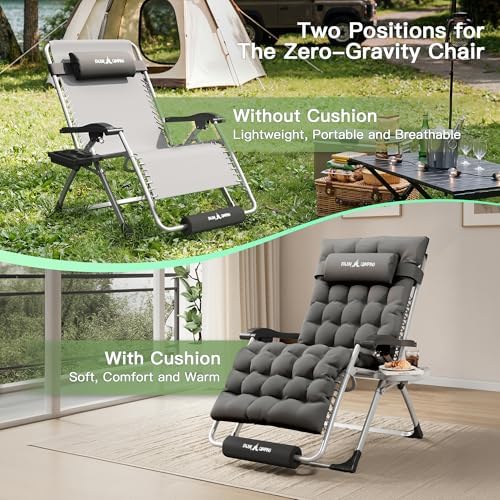 Oversized Zero Gravity Chair Folding Reclining Padded Patio Lounge Chairs