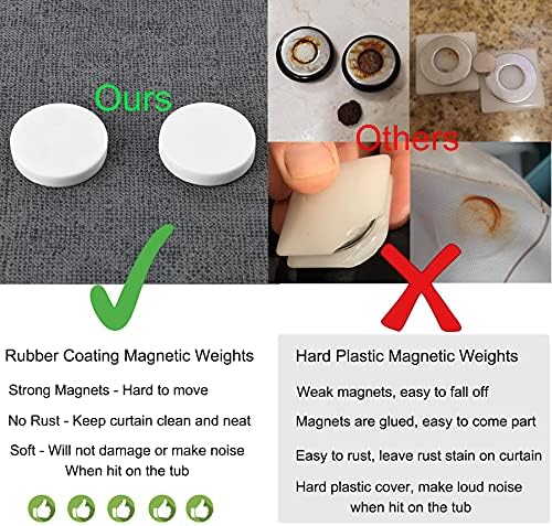 Magnetic Shower Curtain Weights, Heavy Duty Rubber Covered Curtain
