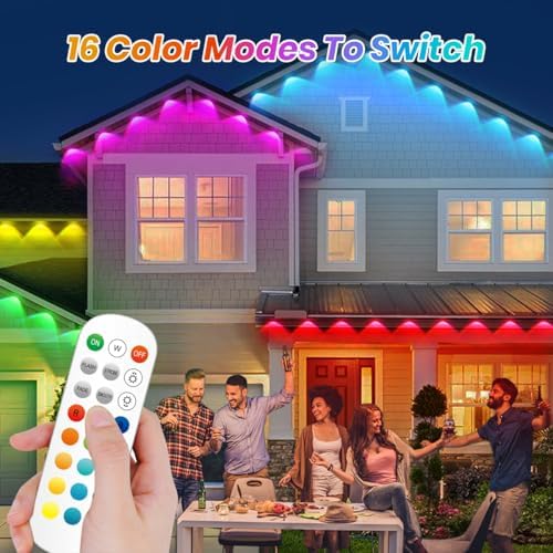 100FT Permanent Outdoor RGB Lights, LED Christmas Lights,IP67 Waterproof Light for House,Smart LED with App/Remote Control for Outdoor Decor,Garden Decor,Party,Holiday