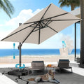 HOTIME10x10ft Patio Umbrella Cantilever Umbrella - Upgrade and Intensify - with 360 Rotation and 5 Angles Adjustment - Aluminum Offset Pool Umbrella Square Outdoor Umbrellas for Patio Garden Deck Pool, Beige