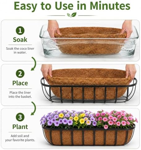 HFHOME Coco Liners for Planters, 24 Inch Natural Coconut Coir Fiber