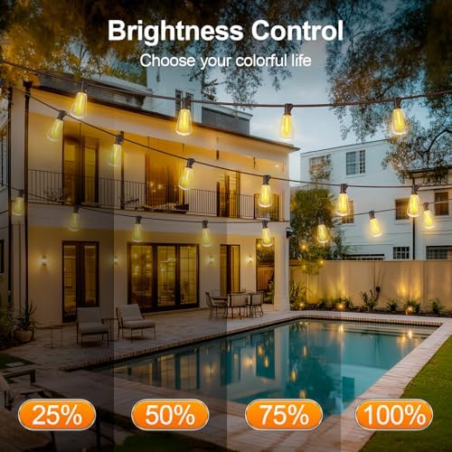 Outdoor String Led Patio Lights - 50Ft 15M Outside Waterproof Light
