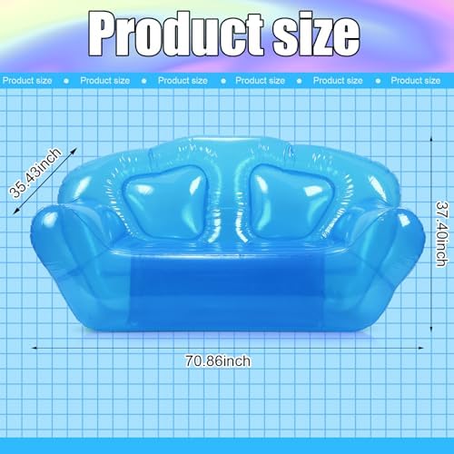 Kigley Inflatable Sofa Transparent Air Couch, Double Seat, Blue
