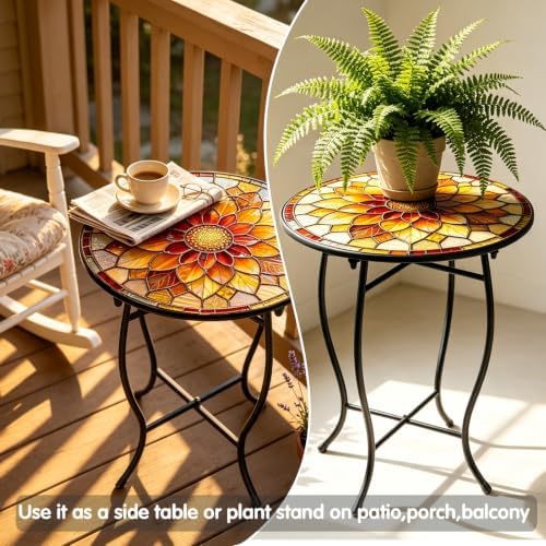 14" Outdoor Side Table, Rust Proof Small Metal Side Table for Balcony