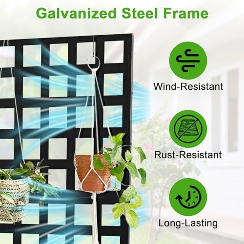 Metal Planter Box with Trellis, 71"x47"x12" Raised Garden Bed with Trellis