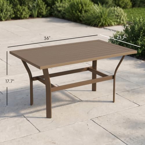 Outsunny Outdoor Coffee Table All-Weather Slatted Tabletop Brown