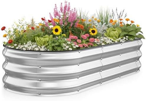 Kesfitt Raised Garden Bed, 5x2x1 FT Galvanized Steel Metal Raised