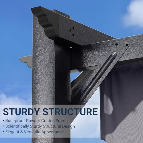 Polar Aurora 10'x12' Outdoor Pergola with Retractable Canopy