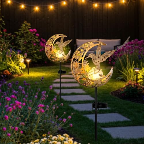 JOBOSI Solar Moon Hummingbird Decorative Light Gift Portable Decorative Ground Stake Light, Gifts for Women Mom Grandmothers, Garden Lawn Decor Christmas & New Year Gift