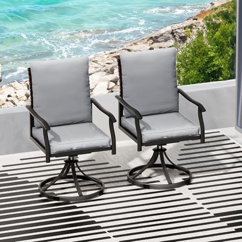 LEVELEVE Outdoor Patio Dining Set with Swivel Chairs All-Weather Metal Bistro Furniture for Lawn, Garden, Deck, Backyard and Porch