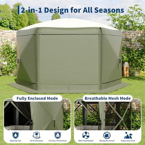 13FT Pop-Up Gazebo Tent with Mesh Netting & Removable Wind Cloths