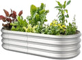 4x2x1ft Oval Galvanized Raised Garden Bed Outdoor 9-in-1 Large Metal