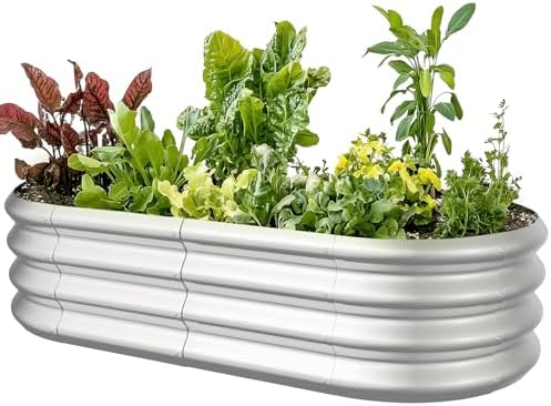 4x2x1ft Oval Galvanized Raised Garden Bed Outdoor 9-in-1 Large Metal