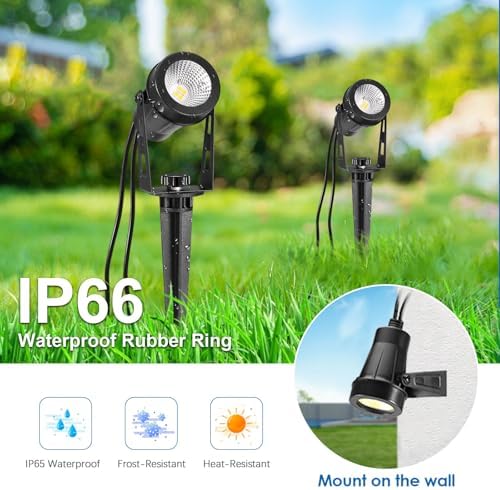 ALOVECO Low Voltage Landscape Lights, 8 Pack LED Spot Lights Outdoor with 30W Transformer IP65 Waterproof, Plug in Outdoor Landscape Lighting for Yard Garden Tree House Flag Pathway (Warm White 2700K)