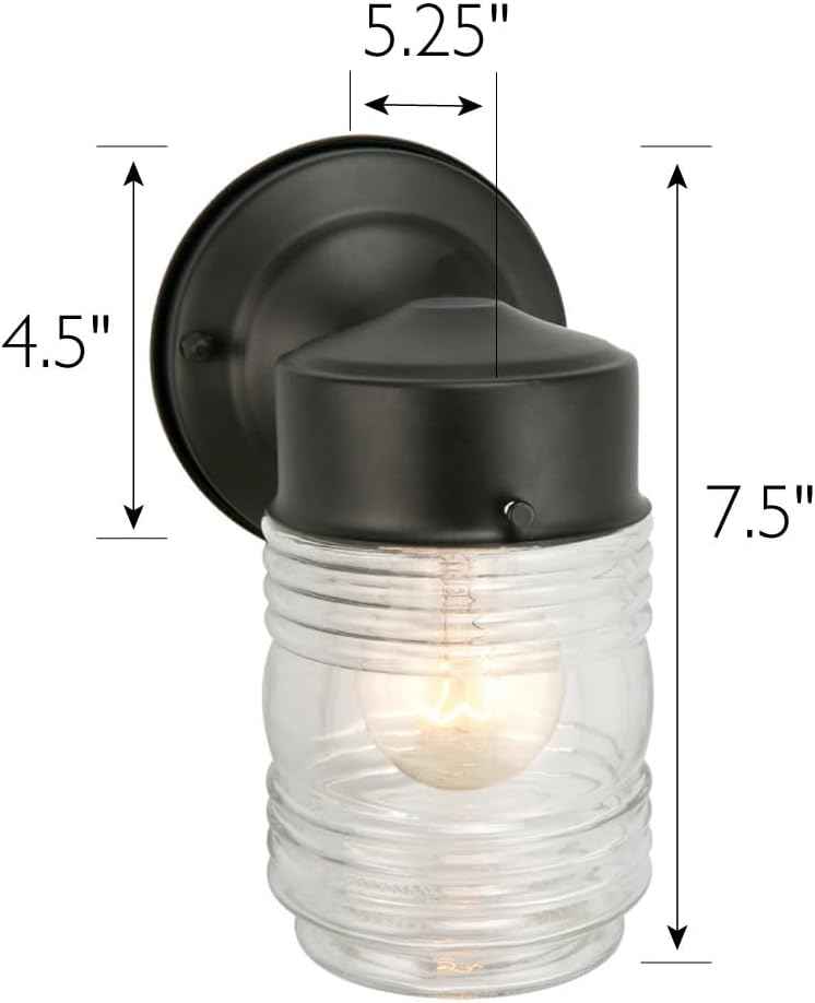 Design House Jelly Jar Outdoor Wall Light, Matte Black | Wall Mount, Traditional, Steel, Lighting, 502195