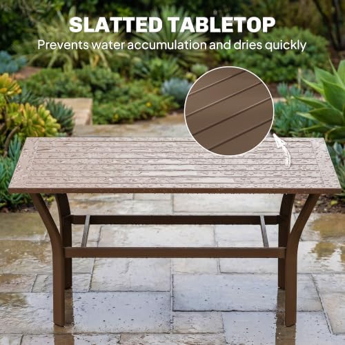 Outsunny Outdoor Coffee Table All-Weather Slatted Tabletop Brown