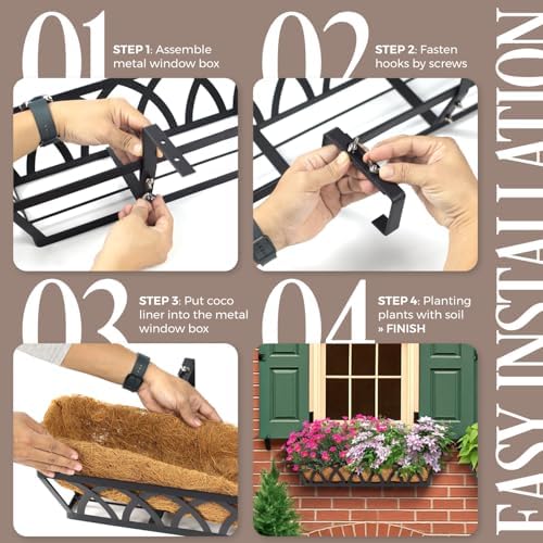 4 Pack 32IN Window Box Planter Basket w/Adjustable Brackets (S1)