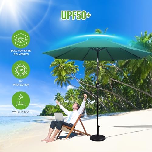 Backyard Expressions 9 ft. Patio Umbrella, Market Table Umbrella w/Tilt and Crank, 8 Ribs