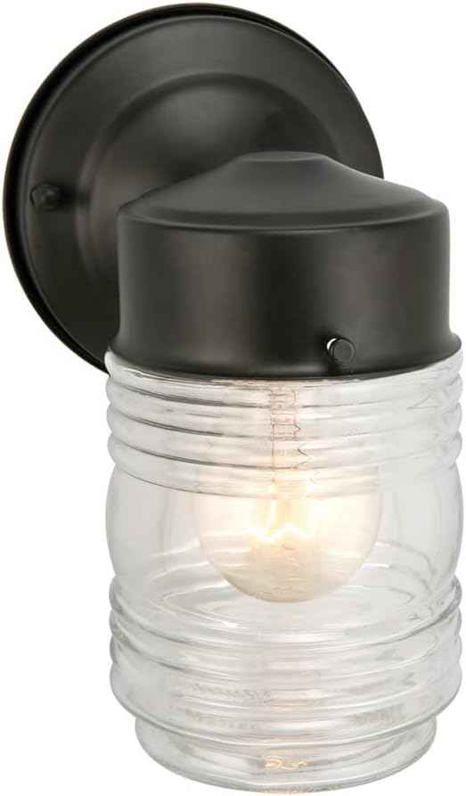 Design House Jelly Jar Outdoor Wall Light, Matte Black | Wall Mount, Traditional, Steel, Lighting, 502195