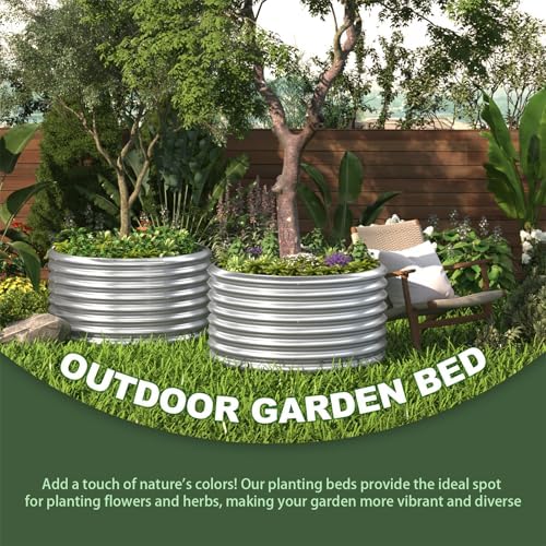 4 Pack Round Galvanized Raised Garden Bed Outdoor, Metal Garden Bed for Vegetables, Above Ground Garden Box for Flower, Steel Raised Beds for Gardening - 2FT